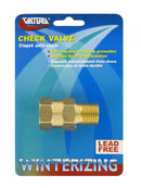 P23402LFVP Check Valve 1/2" Brass MPT X FPT Carded Camper RV Travel Trailer