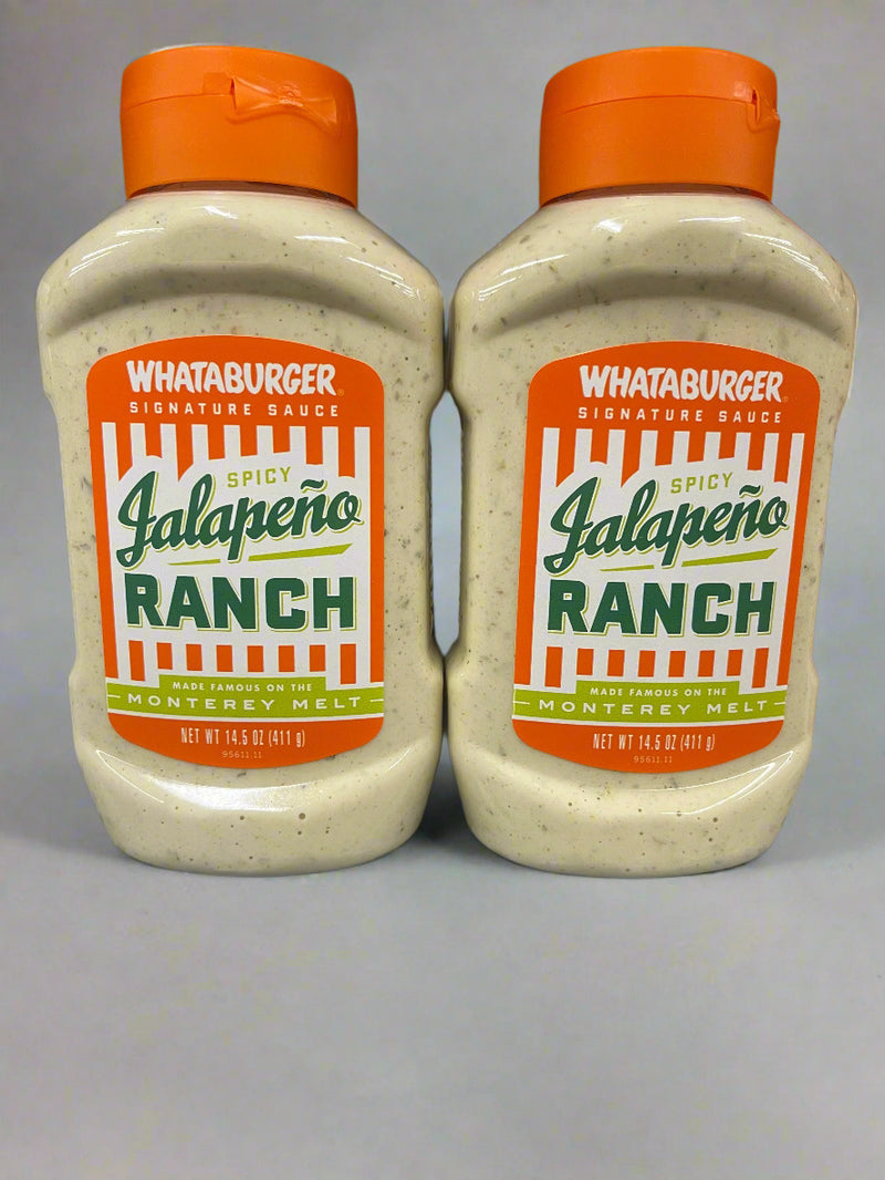 2 BOTTLES Whataburger Jalapeno Spicy Ranch 14.5 oz Monterey Melt