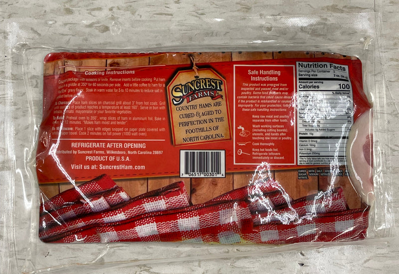 Suncrest Farms Old Fashioned Cured Country Ham Center Slices Pork NC