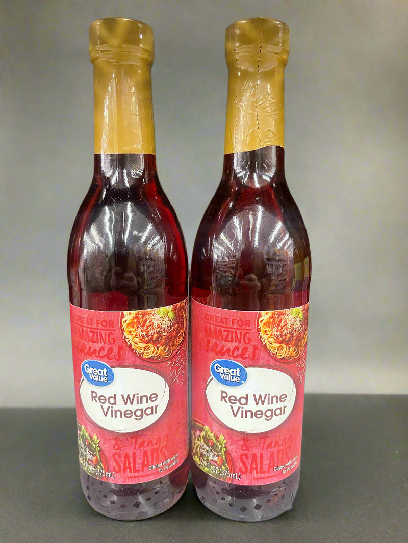 2 Bottles Great Value Red Wine Vinegar 12.7 fl oz Salad Marinade