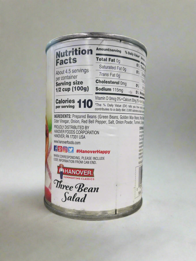 4 Hanover Premium Three Beans Salad 16 oz Can Green Kidney Wax Beans
