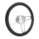 14" Polished Billet Classic Steering Wheel Leather Chevy Logo 3-Spoke 1911-2