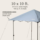 Coleman Oasis Lite 10x10 Pop-Up Canopy - 10 x 10 ft, 8 ft 8 in center height