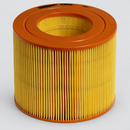 Hengst E460L cylindrical engine air filter with yellow pleats and orange end caps