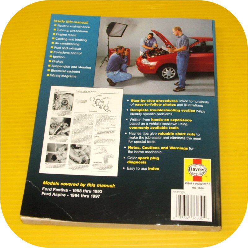 Repair Manual Book Ford Festiva Aspire 88-97 owners new-11529