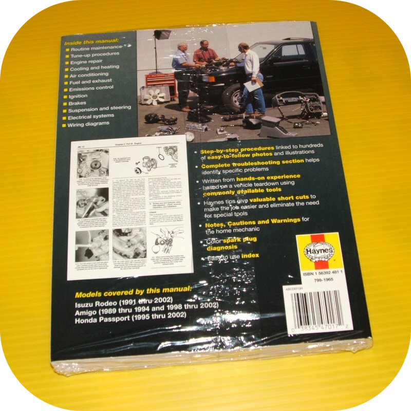 Repair Manual Book Isuzu Rodeo Amigo Honda Passport NEW-11225