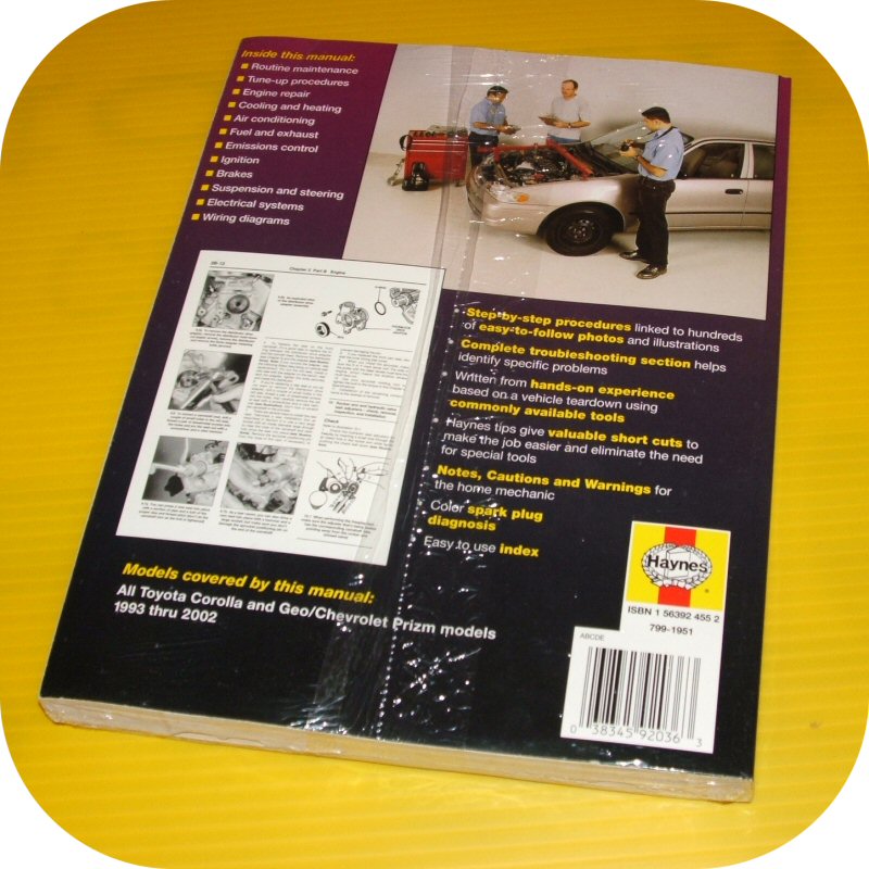 Repair Manual Book Toyota Corolla Geo Prizm 93-02 Owner-10843