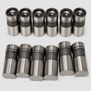 Twelve hydraulic lifters on light gray background