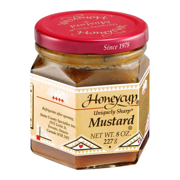 Honeycup Uniquely Sharp Mustard 8 oz jar dip sauce