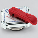 One MotoRad ST13R 13 psi radiator cap with red safety lever and pressure marking