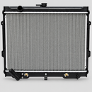 Single OSC 2071 radiator with top filler neck, angled lower outlet and two cooler fittings