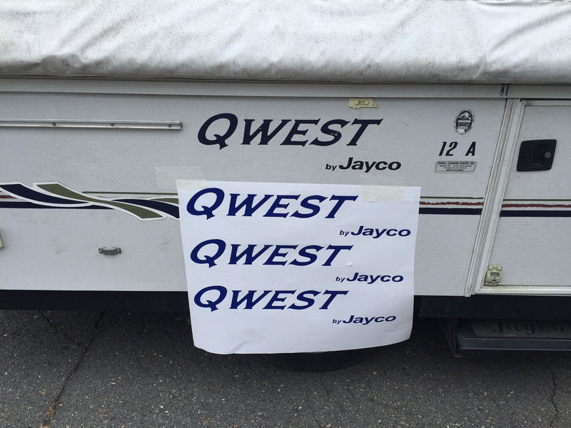 Three Decals for Jayco Qwest Pop Up Camper Travel Trailer Stickers RV Blue-21696