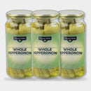 3 Jars Clover Valley Whole Pepperoncini, 12 oz