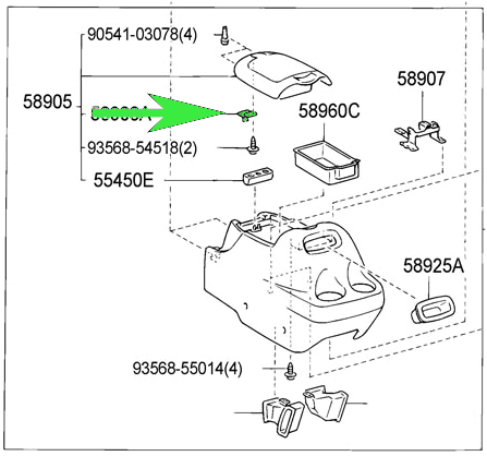 Center Console Latch Toyota Camry Celica Prius Sequoia Sienna Solara Lid Top-20487