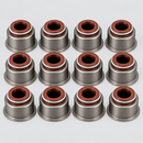 Twelve valve stem seals on light gray background