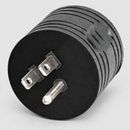 Single power adapter, plug view on light gray background